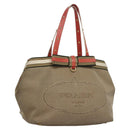 PRADA Tote Bag Canvas Beige Auth BD737-1