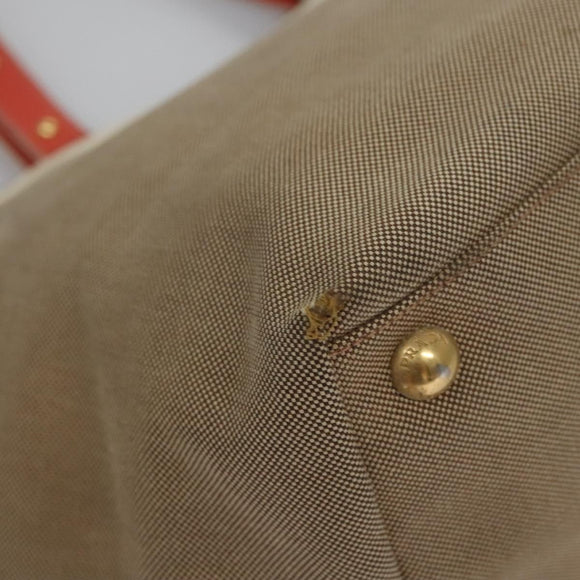 PRADA Tote Bag Canvas Beige Auth BD737