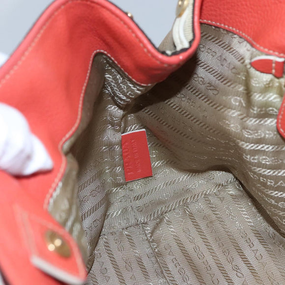 PRADA Tote Bag Canvas Beige Auth BD737