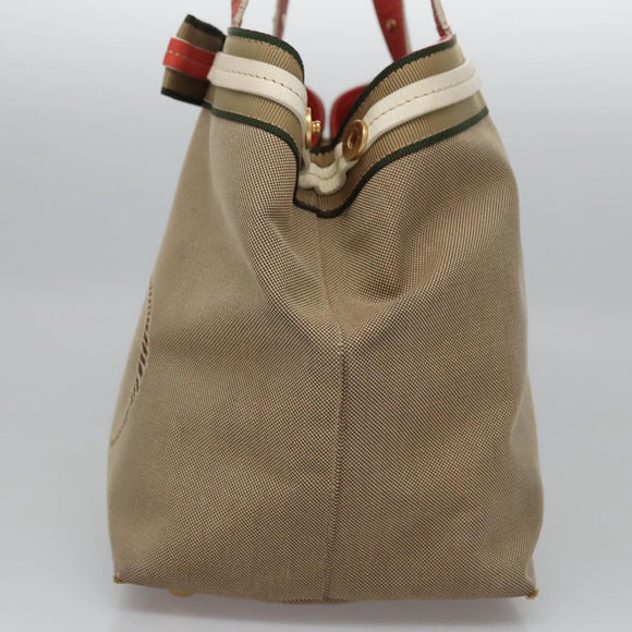 PRADA Tote Bag Canvas Beige Auth BD737