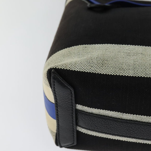 BURBERRY Shoulder Bag Canvas Black Blue Auth BD741V