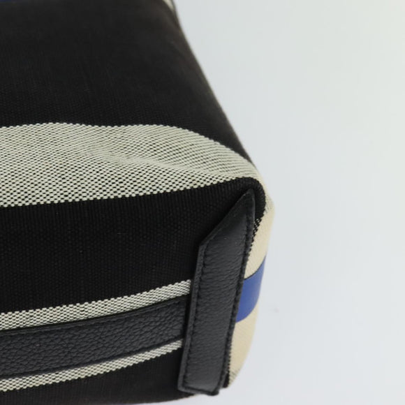 BURBERRY Shoulder Bag Canvas Black Blue Auth BD741V