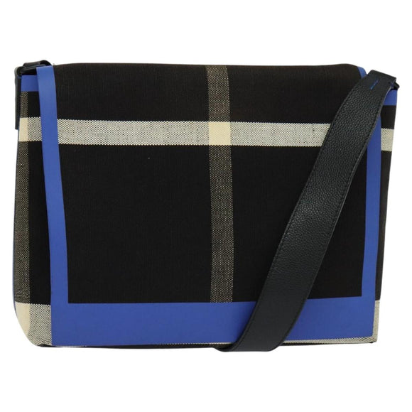 BURBERRY Shoulder Bag Canvas Black Blue Auth BD741V