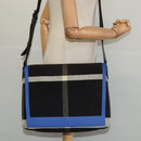 BURBERRY Shoulder Bag Canvas Black Blue Auth BD741V-21