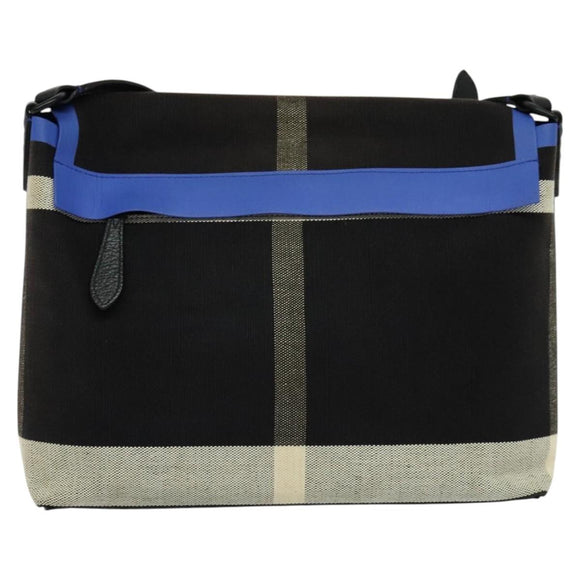 BURBERRY Shoulder Bag Canvas Black Blue Auth BD741V
