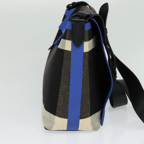BURBERRY Shoulder Bag Canvas Black Blue Auth BD741V