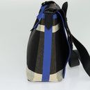 BURBERRY Shoulder Bag Canvas Black Blue Auth BD741V-3