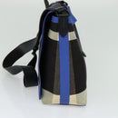 BURBERRY Shoulder Bag Canvas Black Blue Auth BD741V-4
