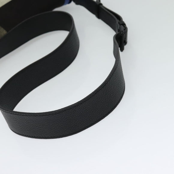 BURBERRY Shoulder Bag Canvas Black Blue Auth BD741V