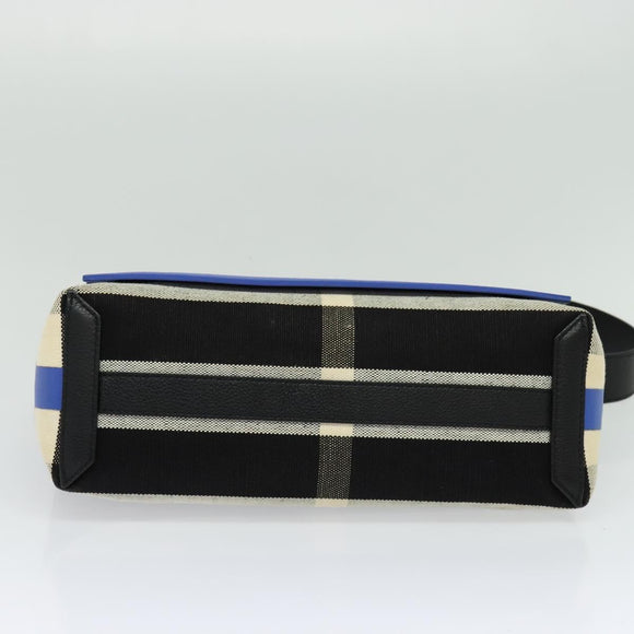 BURBERRY Shoulder Bag Canvas Black Blue Auth BD741V