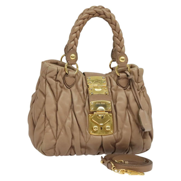 Miu Miu Hand Bag Leather 2way Pink Auth BD742