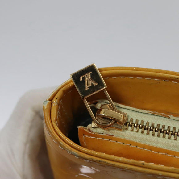 LOUIS VUITTON Monogram Vernis Houston Hand Bag Lime Yellow M91055 LV Auth BD751
