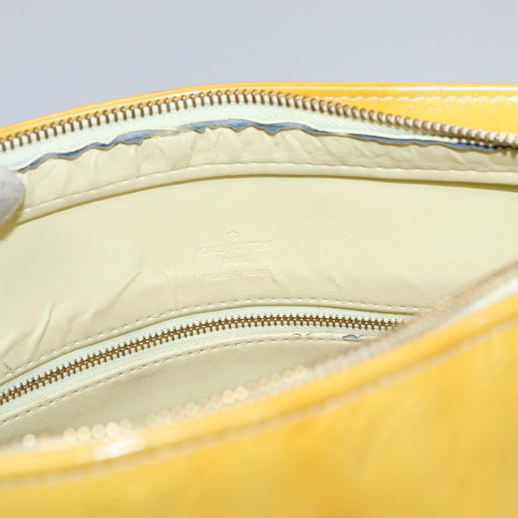 LOUIS VUITTON Monogram Vernis Houston Hand Bag Lime Yellow M91055 LV Auth BD751