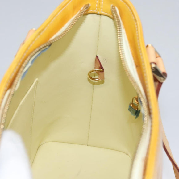LOUIS VUITTON Monogram Vernis Houston Hand Bag Lime Yellow M91055 LV Auth BD751