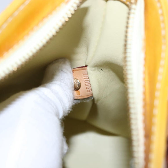 LOUIS VUITTON Monogram Vernis Houston Hand Bag Lime Yellow M91055 LV Auth BD751