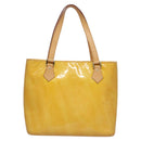 LOUIS VUITTON Monogram Vernis Houston Hand Bag Lime Yellow M91055 LV Auth BD751-2
