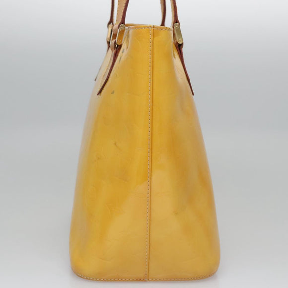 LOUIS VUITTON Monogram Vernis Houston Hand Bag Lime Yellow M91055 LV Auth BD751