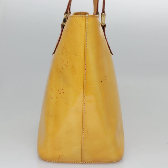 LOUIS VUITTON Monogram Vernis Houston Hand Bag Lime Yellow M91055 LV Auth BD751
