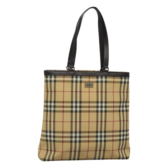 BURBERRY Nova Check Tote Bag PVC Beige Brown Auth BD761