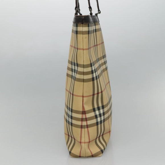 BURBERRY Nova Check Tote Bag PVC Beige Brown Auth BD761