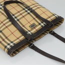BURBERRY Nova Check Tote Bag PVC Beige Brown Auth BD761-6