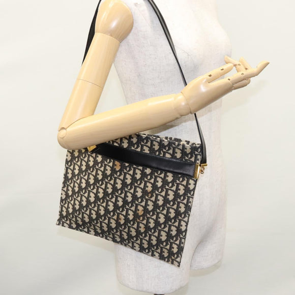 Christian Dior Trotter Canvas Shoulder Bag Navy Auth BD763