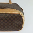 CELINE Macadam Canvas Cicada Shoulder Bag PVC Leather Brown Gold Auth BD771-11