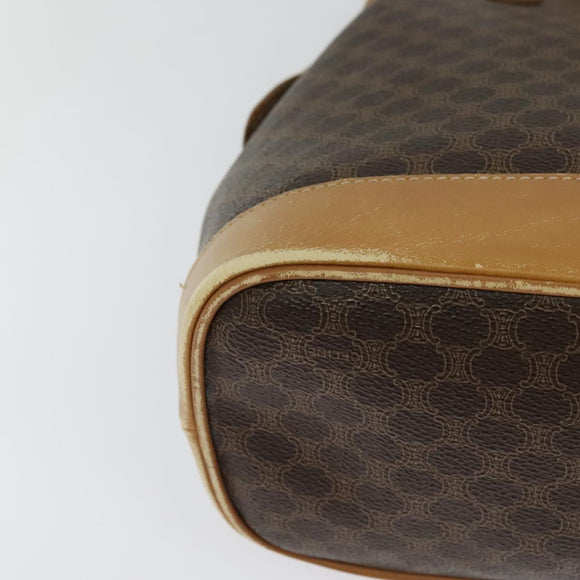 CELINE Macadam Canvas Cicada Shoulder Bag PVC Leather Brown Gold Auth BD771