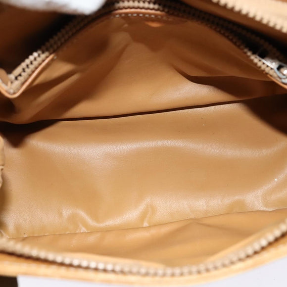 CELINE Macadam Canvas Cicada Shoulder Bag PVC Leather Brown Gold Auth BD771