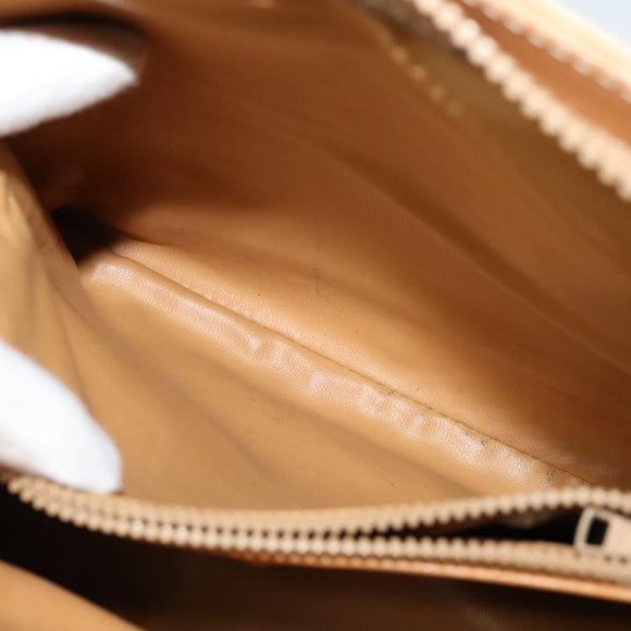 CELINE Macadam Canvas Cicada Shoulder Bag PVC Leather Brown Gold Auth BD771
