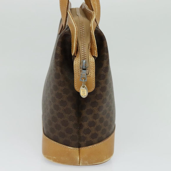 CELINE Macadam Canvas Cicada Shoulder Bag PVC Leather Brown Gold Auth BD771