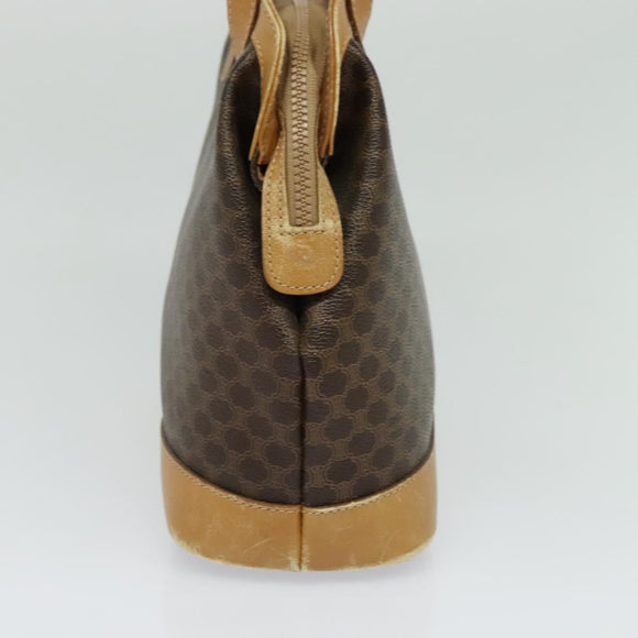 CELINE Macadam Canvas Cicada Shoulder Bag PVC Leather Brown Gold Auth BD771