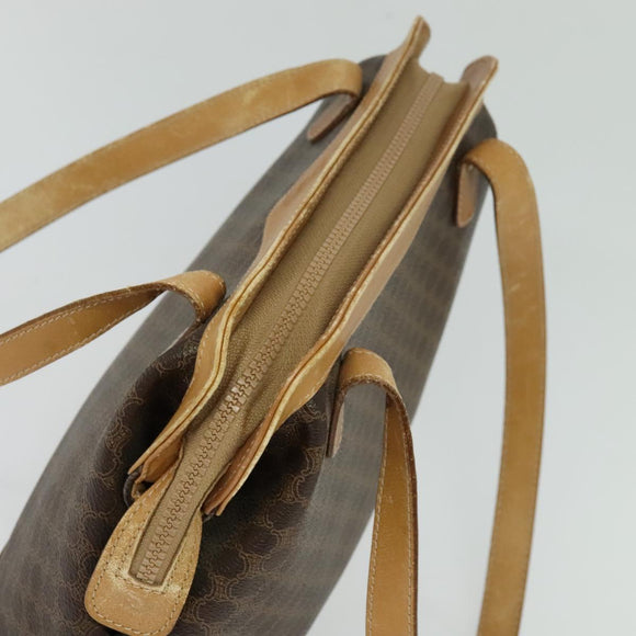 CELINE Macadam Canvas Cicada Shoulder Bag PVC Leather Brown Gold Auth BD771