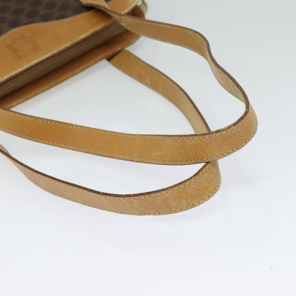 CELINE Macadam Canvas Cicada Shoulder Bag PVC Leather Brown Gold Auth BD771