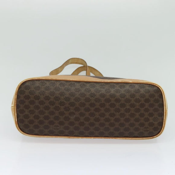 CELINE Macadam Canvas Cicada Shoulder Bag PVC Leather Brown Gold Auth BD771