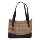 BURBERRY Nova Check Tote Bag Canvas Beige Gold Auth BD772-1