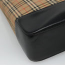 BURBERRY Nova Check Tote Bag Canvas Beige Gold Auth BD772-11
