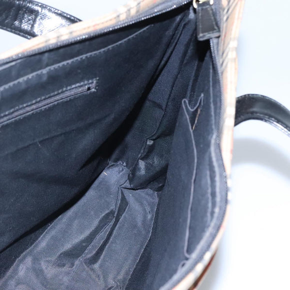 BURBERRY Nova Check Tote Bag Canvas Beige Gold Auth BD772