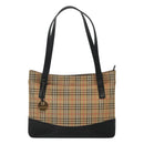 BURBERRY Nova Check Tote Bag Canvas Beige Gold Auth BD772-2