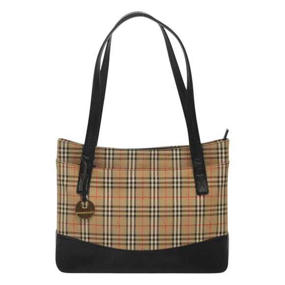 BURBERRY Nova Check Tote Bag Canvas Beige Gold Auth BD772