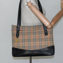 BURBERRY Nova Check Tote Bag Canvas Beige Gold Auth BD772-22