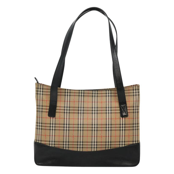 BURBERRY Nova Check Tote Bag Canvas Beige Gold Auth BD772