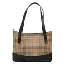 BURBERRY Nova Check Tote Bag Canvas Beige Gold Auth BD772-2