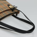 BURBERRY Nova Check Tote Bag Canvas Beige Gold Auth BD772-7