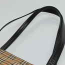 BURBERRY Nova Check Tote Bag Canvas Beige Gold Auth BD772-8