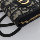 Christian Dior Trotter Canvas Oblique Phone Holder Airpods Case Navy Auth BD790V-14