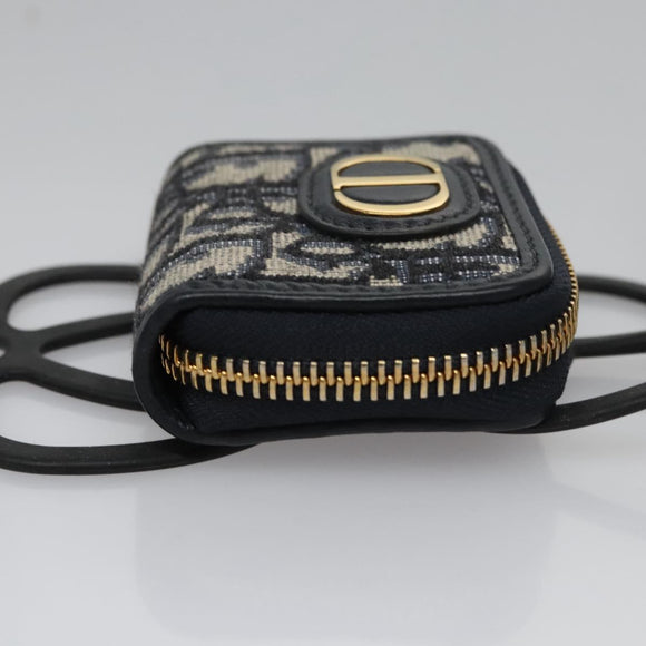 Christian Dior Trotter Canvas Oblique Phone Holder Airpods Case Navy Auth BD790V