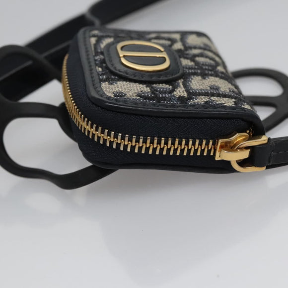 Christian Dior Trotter Canvas Oblique Phone Holder Airpods Case Navy Auth BD790V