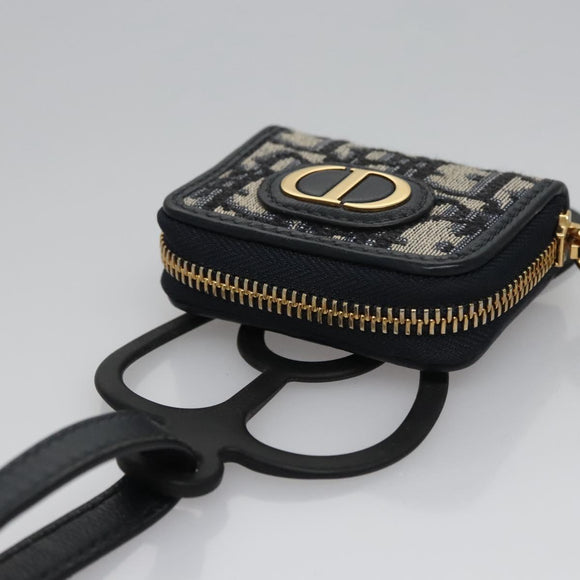 Christian Dior Trotter Canvas Oblique Phone Holder Airpods Case Navy Auth BD790V