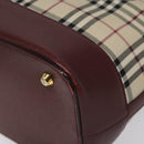 BURBERRY Nova Check Hand Bag Canvas Leather Beige Gold Auth BD809-14